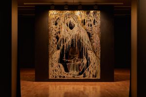 Diana Al-Hadid, _What remains of the floating man hypothesis_ (2023). Exhibition view: NGV Triennial 2023, NGV International, Melbourne (3 December 2023–7 April 2024). Courtesy NGV International. Photo: Lillie Thompson.